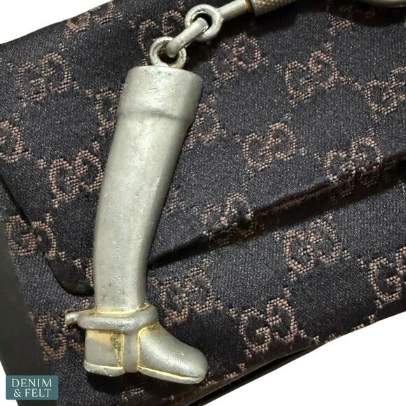 Gucci Vintage Boot Keychain Silver Brass Equestrian Style Made in Italy - Picture 14 of 15